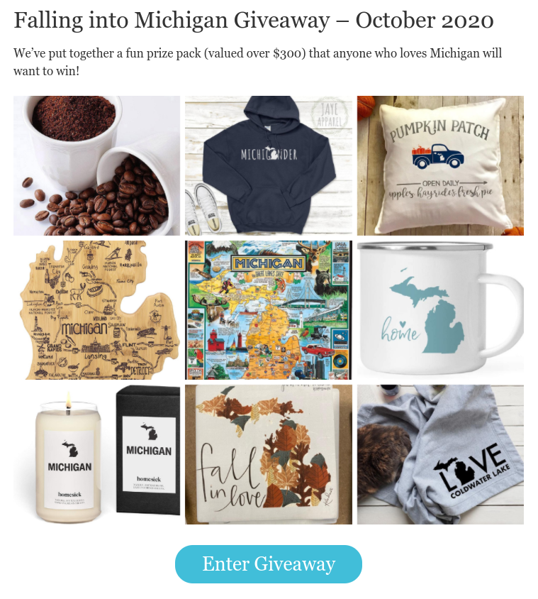 Fall in Michigan giveaway on Awesome Mitten screenshot